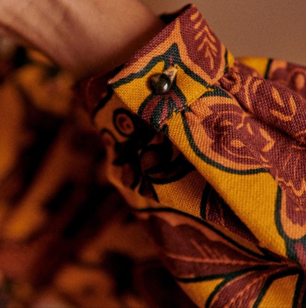 Sezane Carola Dress in Mustard and Burgundy Floral - Picture 5 of 6
